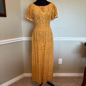 Kindred Anthropologie Boho Cottagecore Prairie Floral Smocked Maxi Dress Sz M